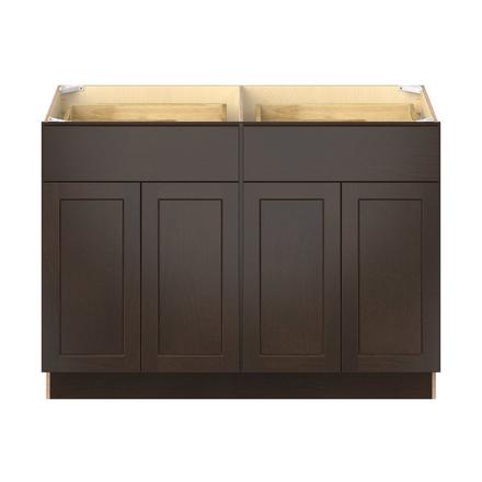 Baxley 48 in. Stained Cocoa Door and Drawer Base Cabinet Baxley 2 Door 2 Drawer Base Cabinet