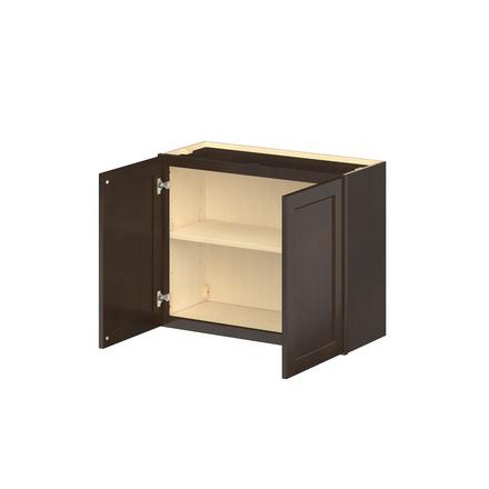 Baxley 30 in. Stained Cocoa Bridge Wall Cabinet Baxley 2 Door Bridge Wall Cabinet