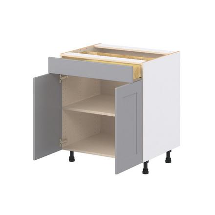 Candler 30 in. Painted Slate Gray Door and Drawer Base Cabinet Candler 2 Door 1 Drawer Base Cabinet