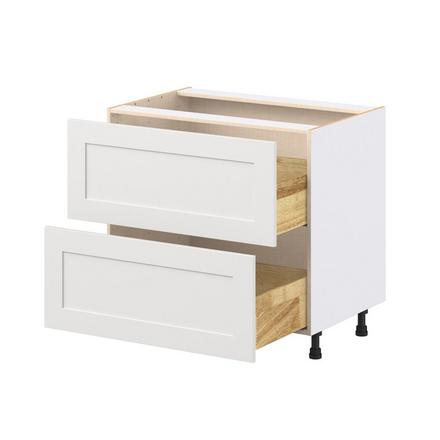 Candler 36 in. Painted Warm White Drawer Base Cabinet Candler 2 Drawer Base Cabinet