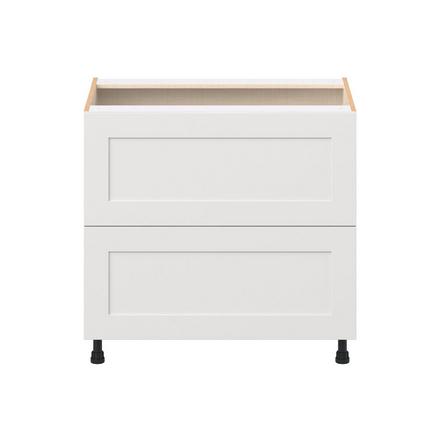 Candler 36 in. Painted Warm White Drawer Base Cabinet Candler 2 Drawer Base Cabinet