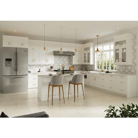 Candler 36 in. Painted Warm White Drawer Base Cabinet Candler 2 Drawer Base Cabinet