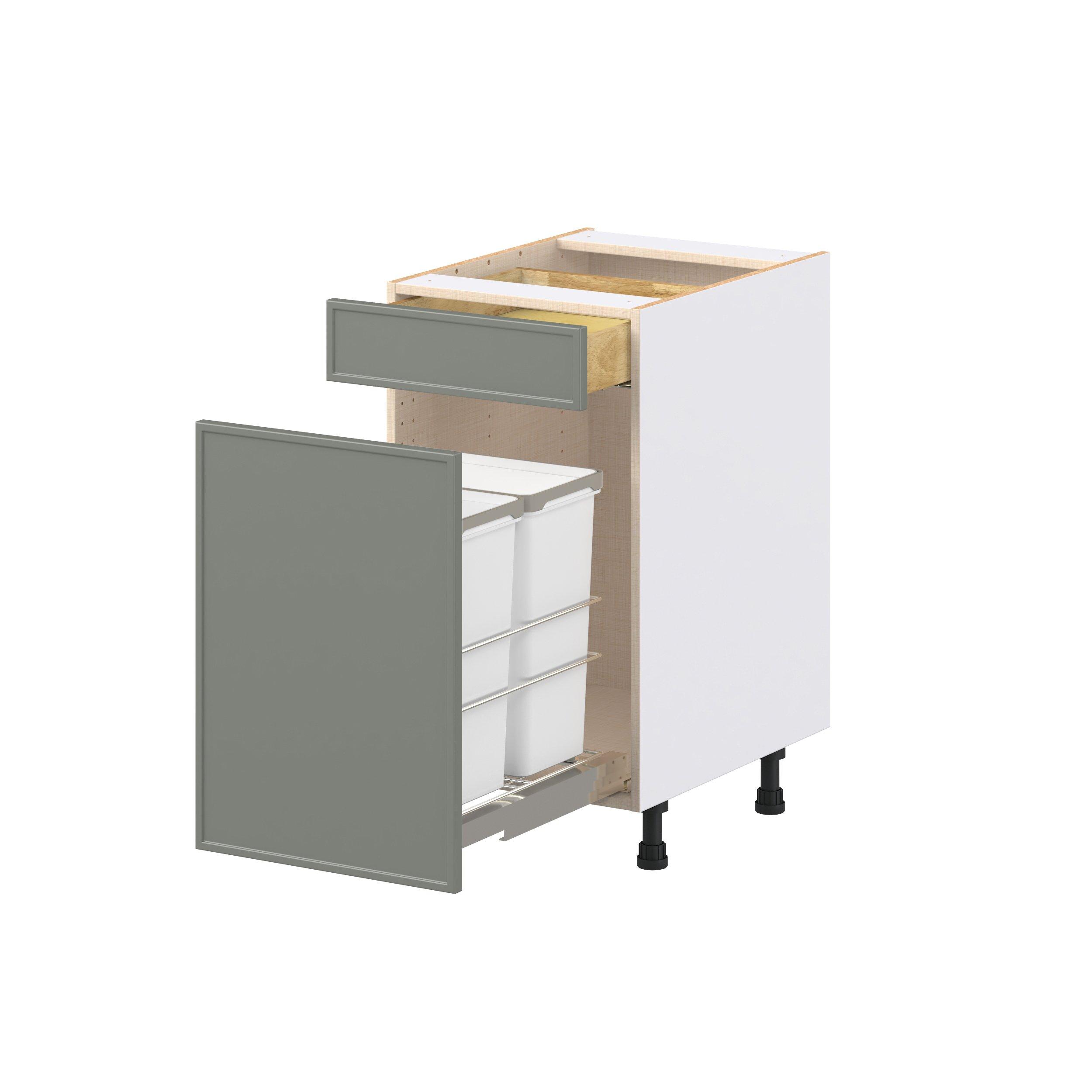 Linden 18 in. Painted Moss Green Trash Can Pull-Out Base Cabinet