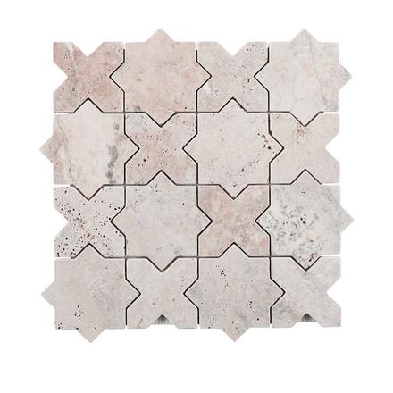 Argento Star Cross Tumbled Travertine Mosaic Argento Star Cross Tumbled Travertine Mosaic