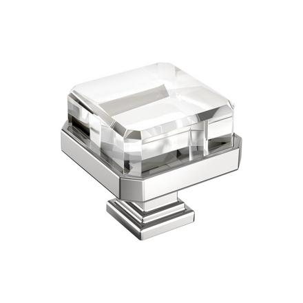 Glacio 1-3/8 in. Clear and Polished Chrome Cabinet Knob Glacio Cabinet Knob