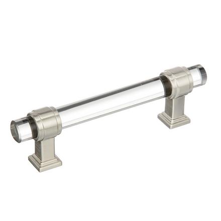 Glacio 3-3/4 in. Center-to-Center Clear and Satin Nickel Cabinet Pull Glacio Cabinet Pull
