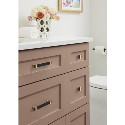 Overton 1-3/8 in. Brushed Matte Black and Champagne Bronze Cabinet Knob Overton Cabinet Knob