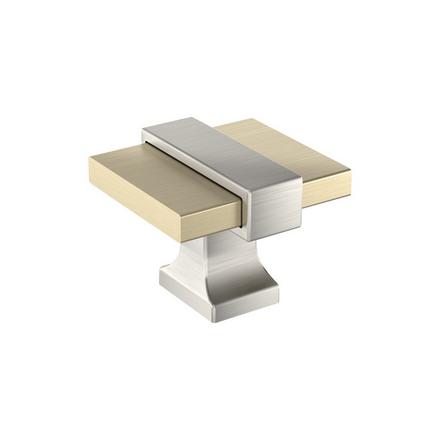 Overton 1-3/8 in. Golden Champagne and Satin Nickel Cabinet Knob Overton Cabinet Knob