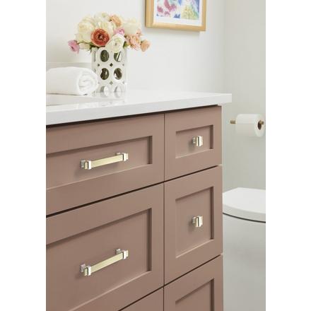 Overton 1-3/8 in. Golden Champagne and Satin Nickel Cabinet Knob Overton Cabinet Knob