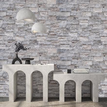 Argento Textured Travertine Splitface Ledger Panel Argento Textured Travertine Splitface Ledger Panel