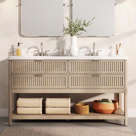 Palma 61 in. Natural Vanity with Engineered Stone Top Palma 61 in. Natural Vanity with Engineered Stone Top