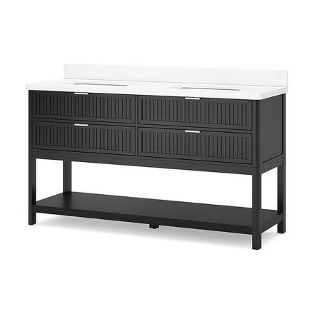 Palma 61 in. Black Vanity with Enginnered Stone Top Palma 61 in. Black Vanity with Enginnered Stone Top