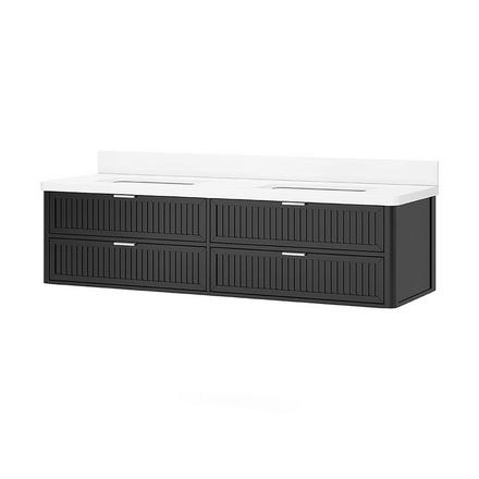 Palma 61 in. Black Vanity with Enginnered Stone Top Palma 61 in. Black Vanity with Enginnered Stone Top