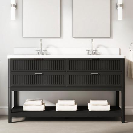 Palma 61 in. Black Vanity with Enginnered Stone Top Palma 61 in. Black Vanity with Enginnered Stone Top