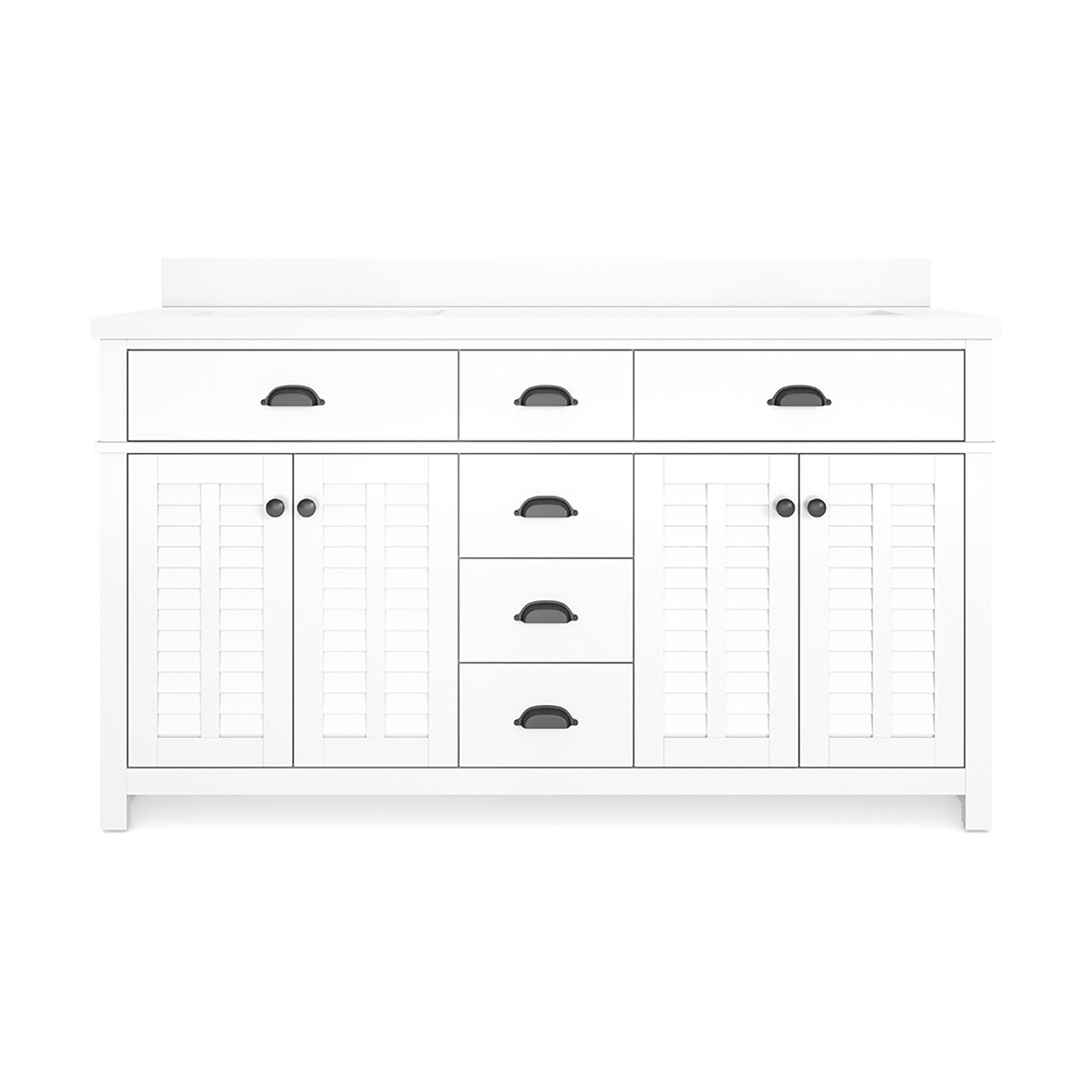 Bellville 61 in. White Vanity with Enginnered Stone Top