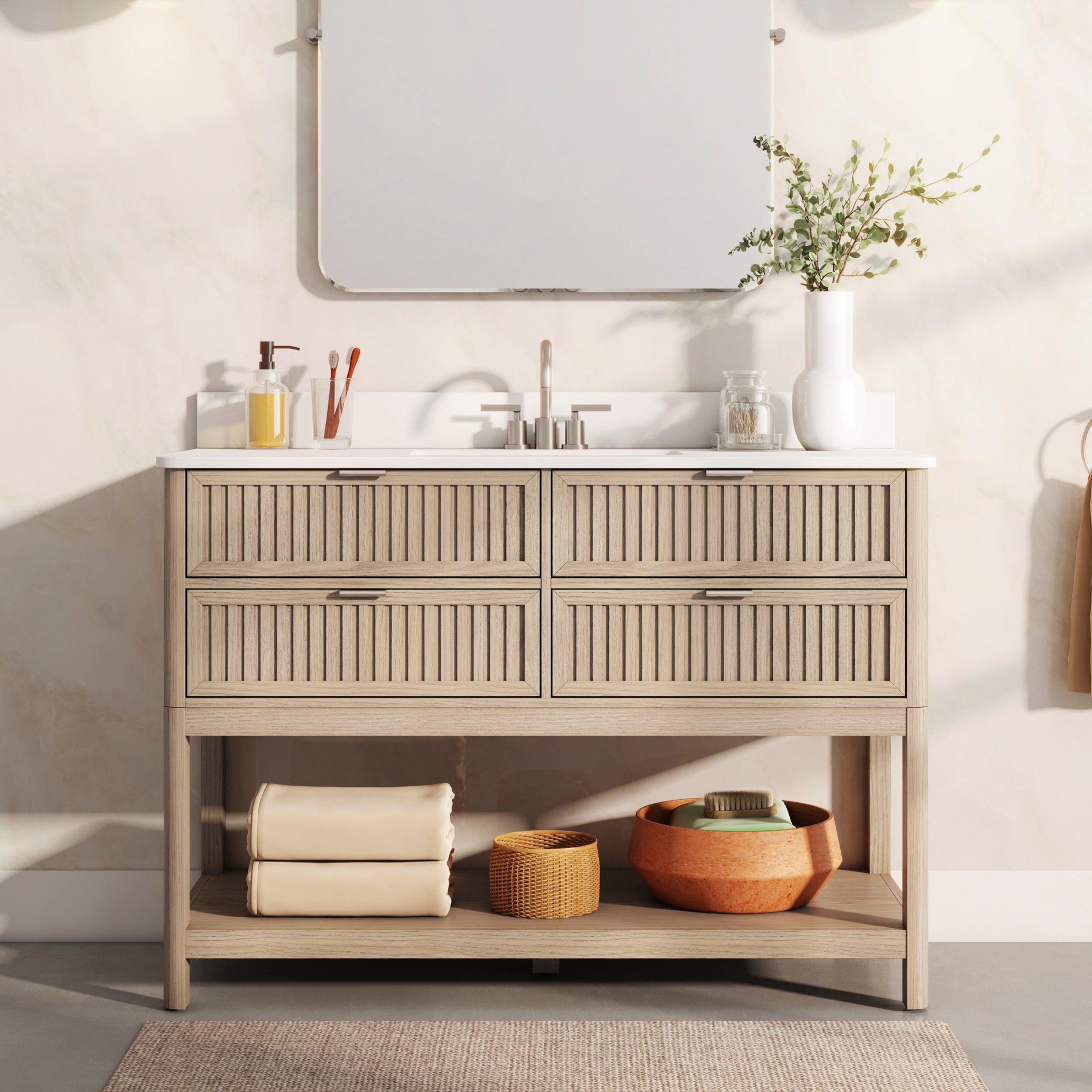 Palma 49 in. Natural Vanity with Engineered Stone Top