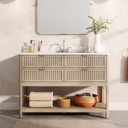 Palma 49 in. Natural Vanity with Engineered Stone Top Palma 49 in. Natural Vanity with Engineered Stone Top
