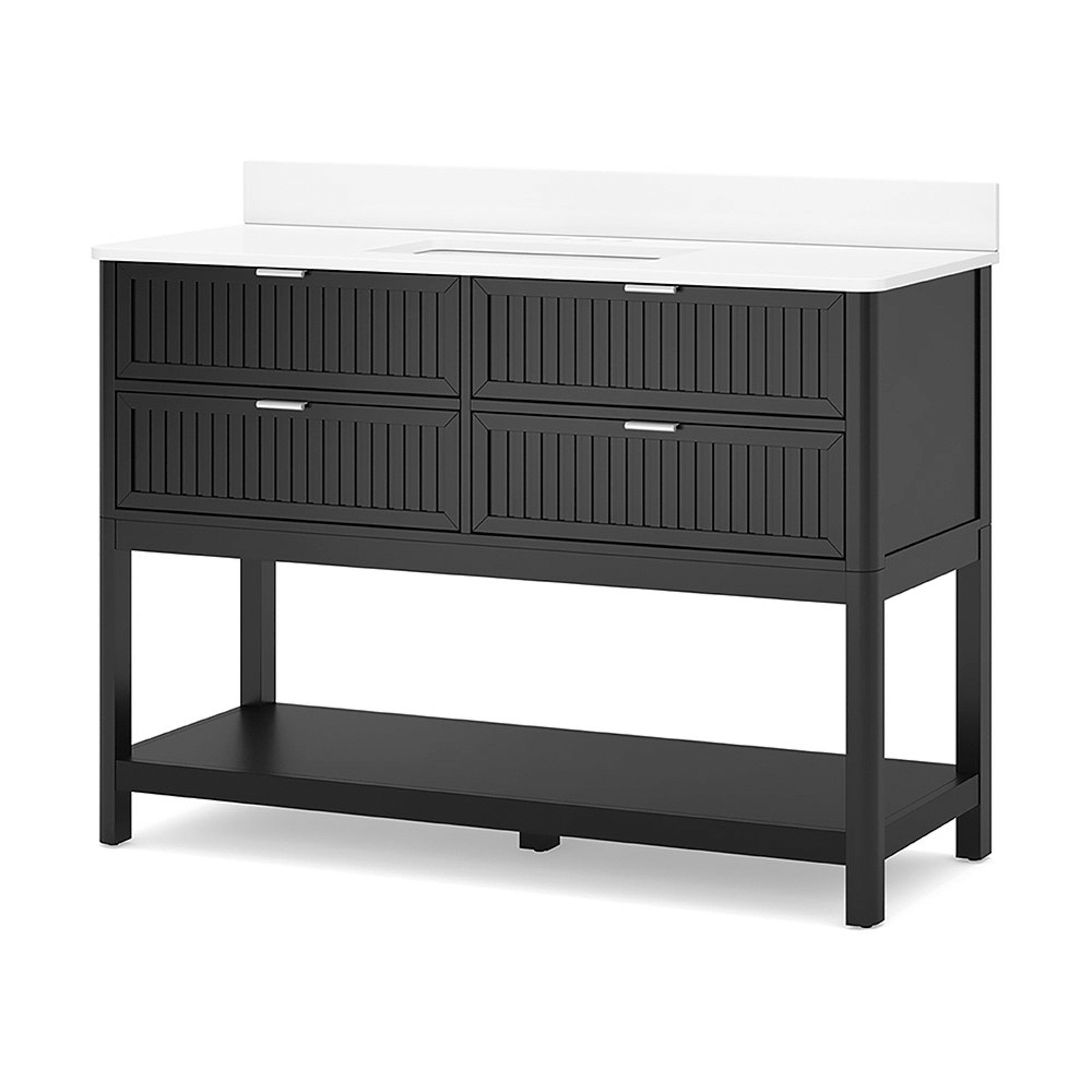 Palma 49 in. Black Vanity with Engineered Stone Top