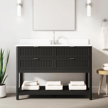 Palma 49 in. Black Vanity with Engineered Stone Top Palma 49 in. Black Vanity with Engineered Stone Top