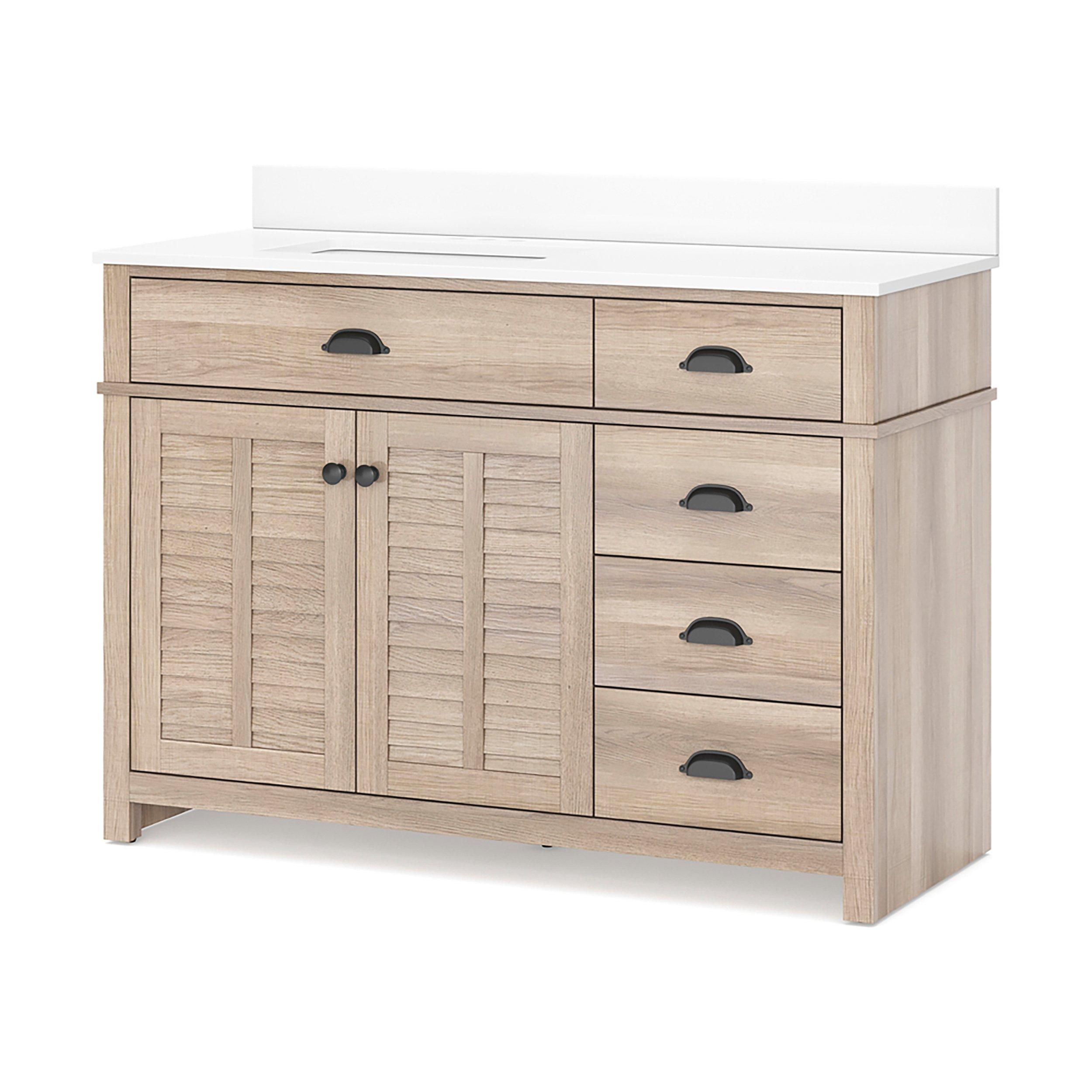 Bellville 49 in. Oak Finish Vanity with Engineered Stone Top