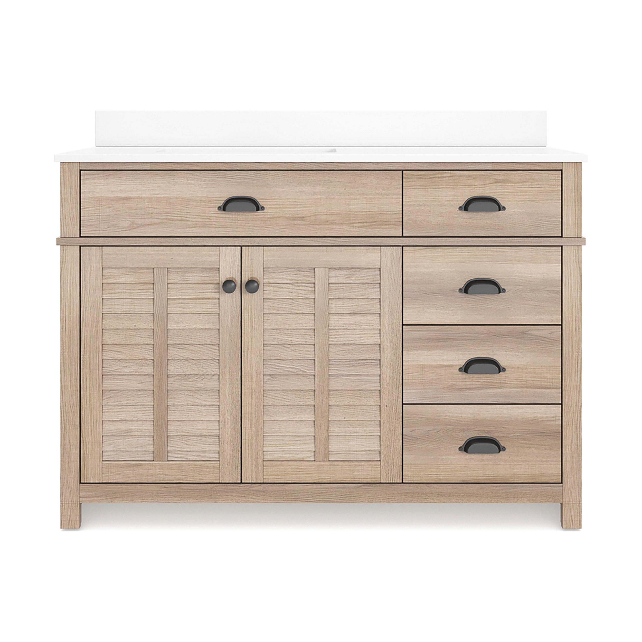 Bellville 49 in. Oak Finish Vanity with Engineered Stone Top