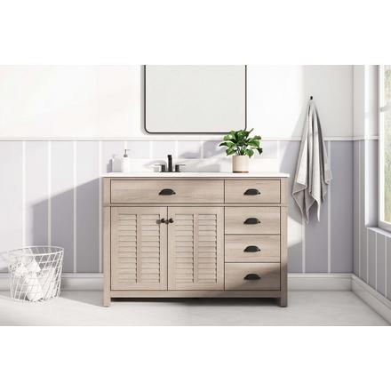 Bellville 49 in. Oak Finish Vanity with Engineered Stone Top Bellville 49 in. Oak Finish Vanity with Engineered Stone Top