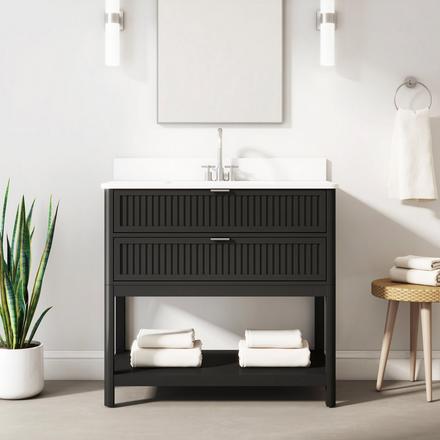 Palma 37 in. Black Vanity with Engineered Stone Top Palma 37 in. Black Vanity with Engineered Stone Top