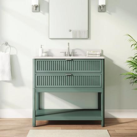 Palma 37 in. Blue Vanity with Engineered Stone Top Palma 37 in. Blue Vanity with Engineered Stone Top