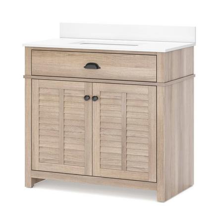 Bellville 37 in. Oak Finish Vanity with Engineered Stone Top Bellville 37 in. Oak Finish Vanity with Engineered Stone Top