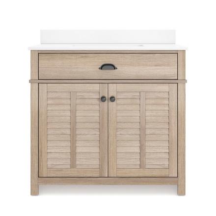 Bellville 37 in. Oak Finish Vanity with Engineered Stone Top Bellville 37 in. Oak Finish Vanity with Engineered Stone Top