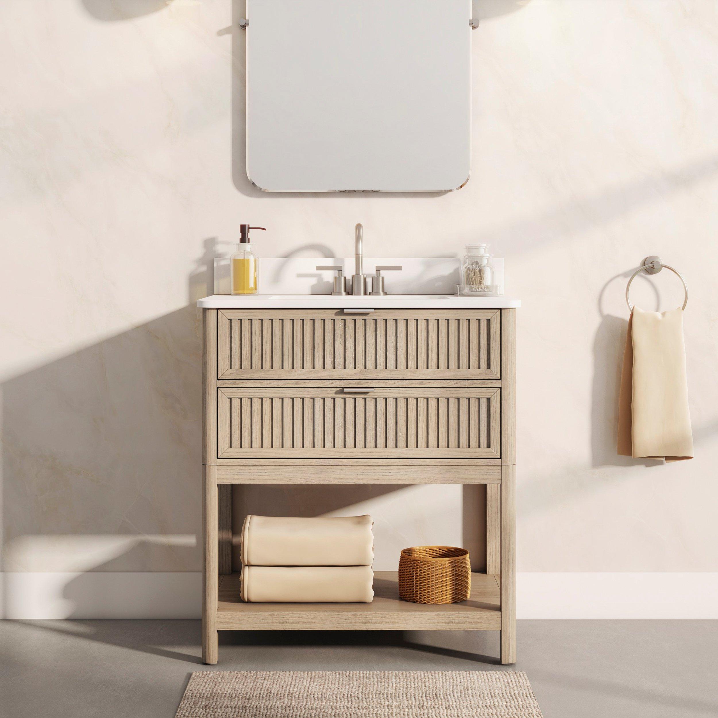 Palma 31 in. Natural Vanity with Engineered Stone Top