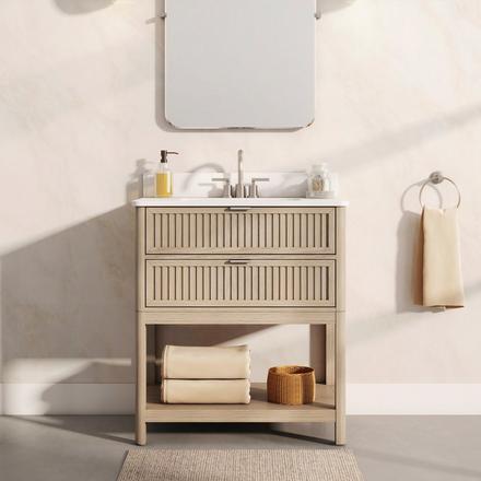 Palma 31 in. Natural Vanity with Engineered Stone Top Palma 31 in. Natural Vanity with Engineered Stone Top