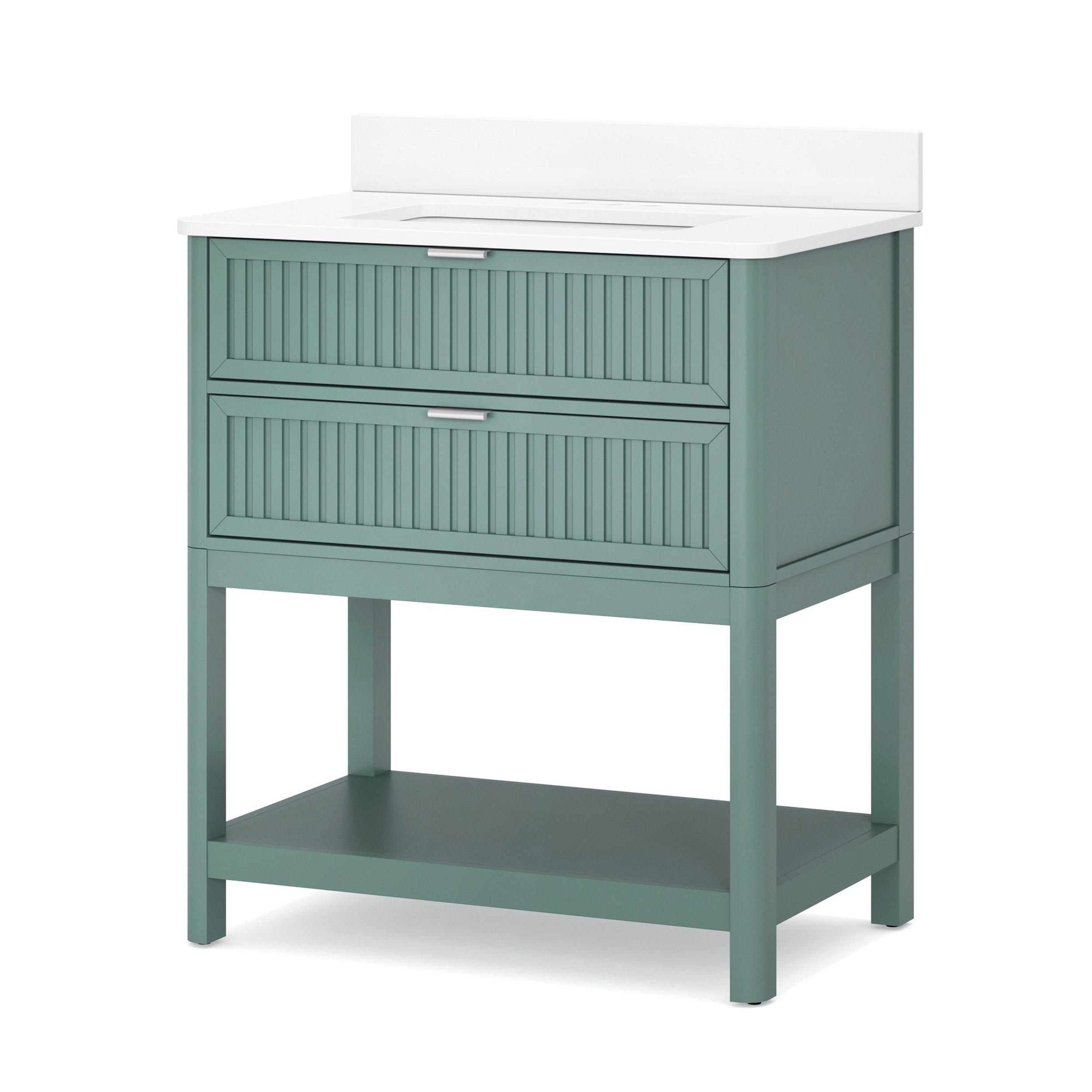 Palma 31 in. Blue Vanity with Engineered Stone Top