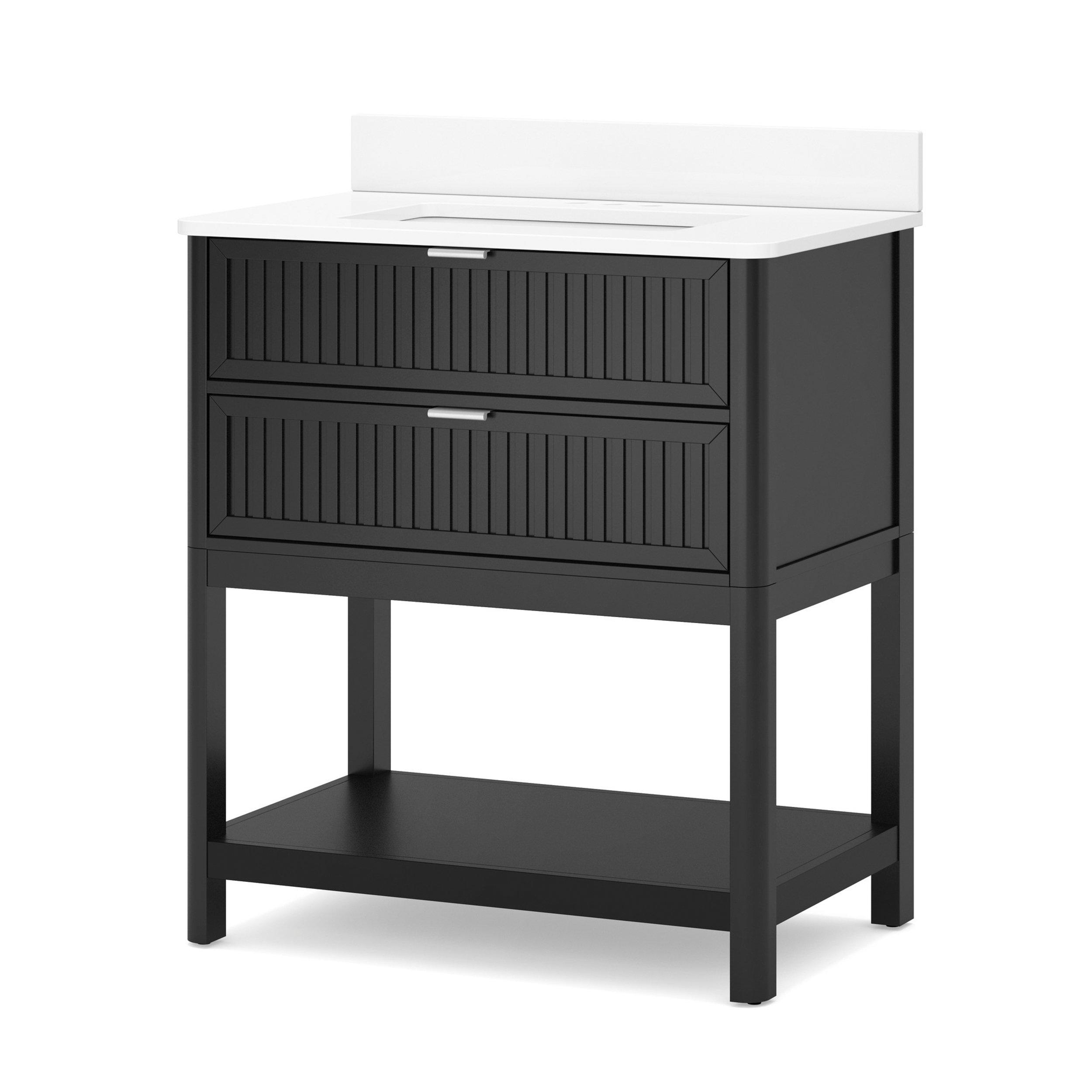 Palma 31 in. Black Vanity with Engineered Stone Top