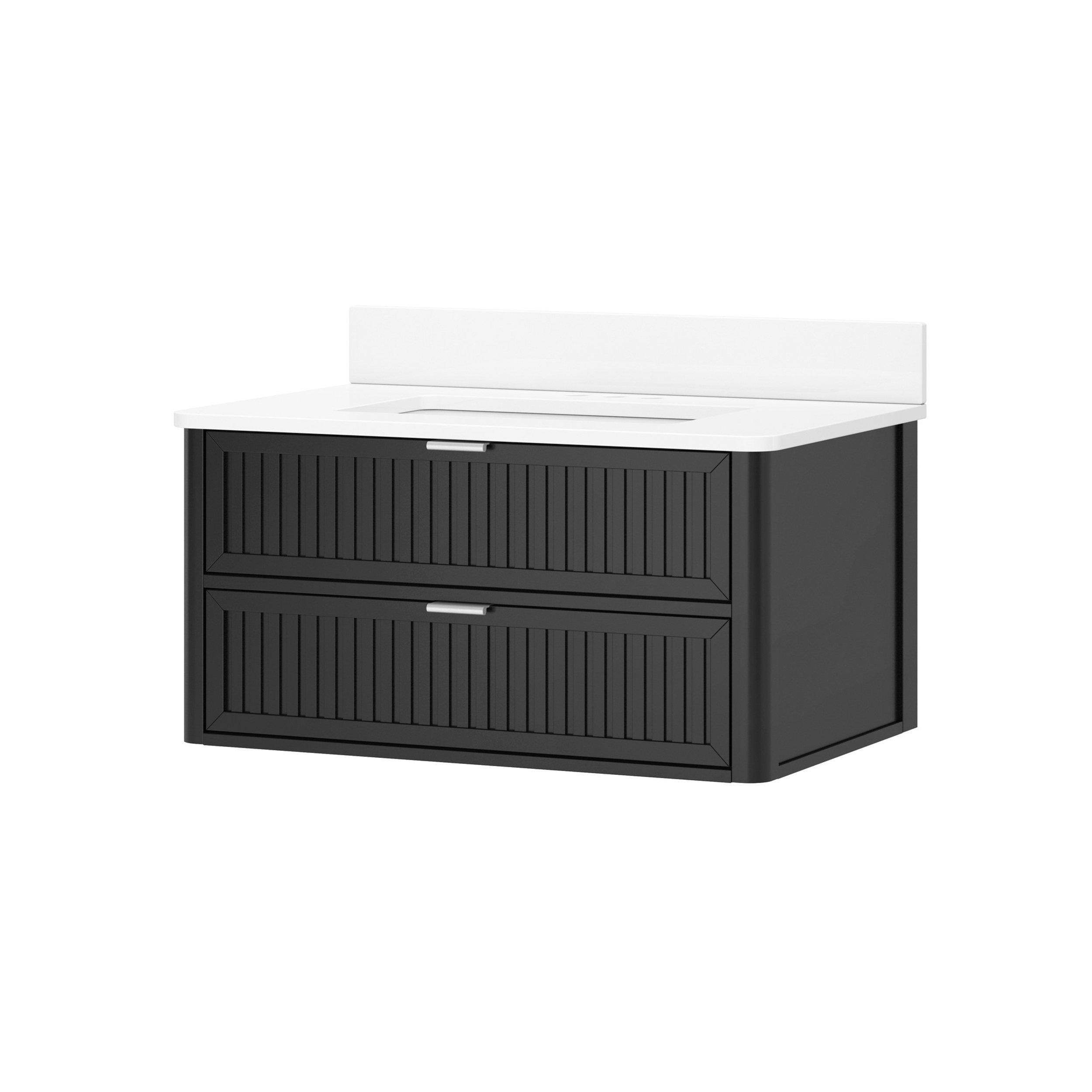 Palma 31 in. Black Vanity with Engineered Stone Top