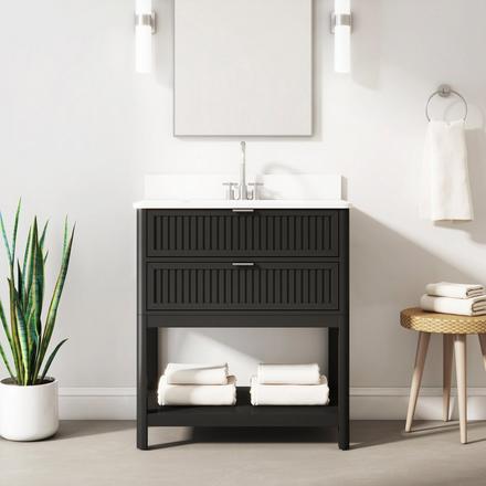 Palma 31 in. Black Vanity with Engineered Stone Top Palma 31 in. Black Vanity with Engineered Stone Top