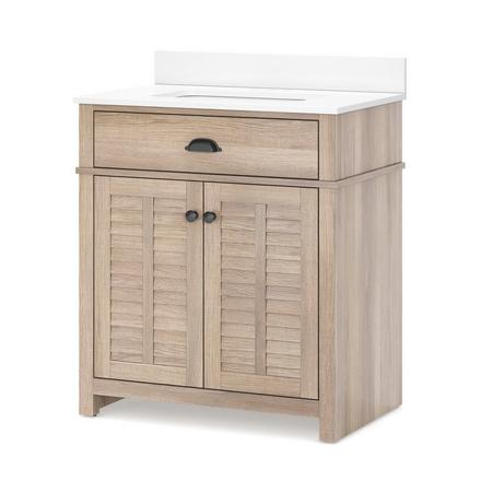 Bellville 31 in. Oak Finish Vanity with Engineered Stone Top Bellville 31 in. Oak Finish Vanity with Engineered Stone Top