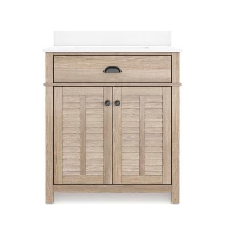 Bellville 31 in. Oak Finish Vanity with Engineered Stone Top Bellville 31 in. Oak Finish Vanity with Engineered Stone Top