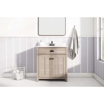 Bellville 31 in. Oak Finish Vanity with Engineered Stone Top Bellville 31 in. Oak Finish Vanity with Engineered Stone Top