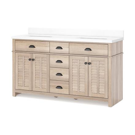 Bellville 61 in. Oak Finish Vanity with Engineered Stone Top Bellville 61 in. Oak Finish Vanity with Engineered Stone Top