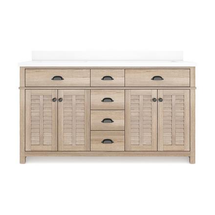 Bellville 61 in. Oak Finish Vanity with Engineered Stone Top Bellville 61 in. Oak Finish Vanity with Engineered Stone Top
