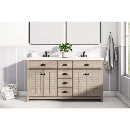 Bellville 61 in. Oak Finish Vanity with Engineered Stone Top Bellville 61 in. Oak Finish Vanity with Engineered Stone Top