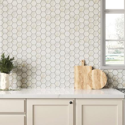 Alessia Bianca Hexagon Polished Porcelain Mosaic Alessia Bianca Hexagon Polished Porcelain Mosaic