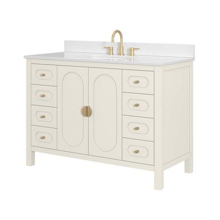 Haven 49 in. Ivory Vanity with Snow White Engineered Top Haven 49 in. Ivory Vanity with Snow White Engineered Top