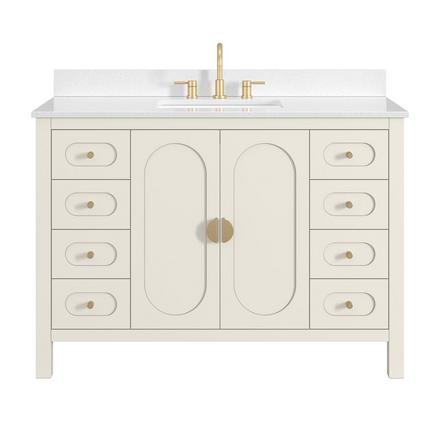 Haven 49 in. Ivory Vanity with Snow White Engineered Top Haven 49 in. Ivory Vanity with Snow White Engineered Top