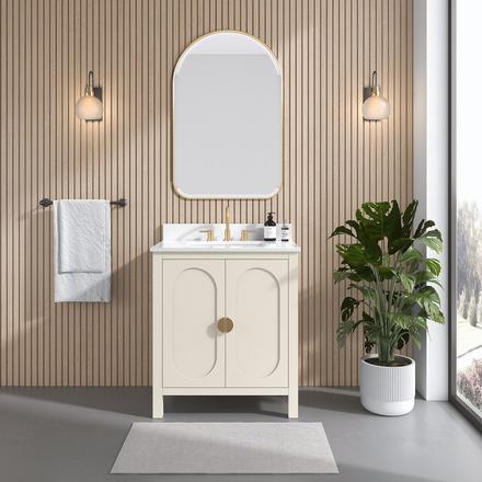 Haven 31 in. Ivory Vanity with Snow White Engineered Top Haven 31 in. Ivory Vanity with Snow White Engineered Top