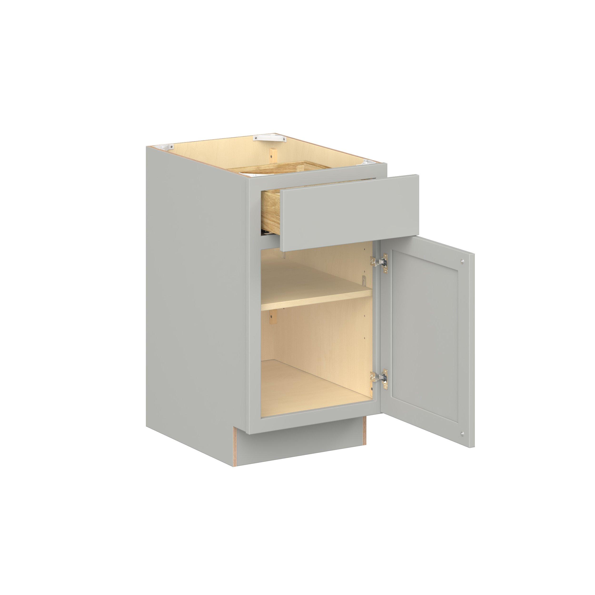 Baxley 18 in. Painted Whisper Gray Door and Drawer Base Cabinet - ADA - Right Door Hinge