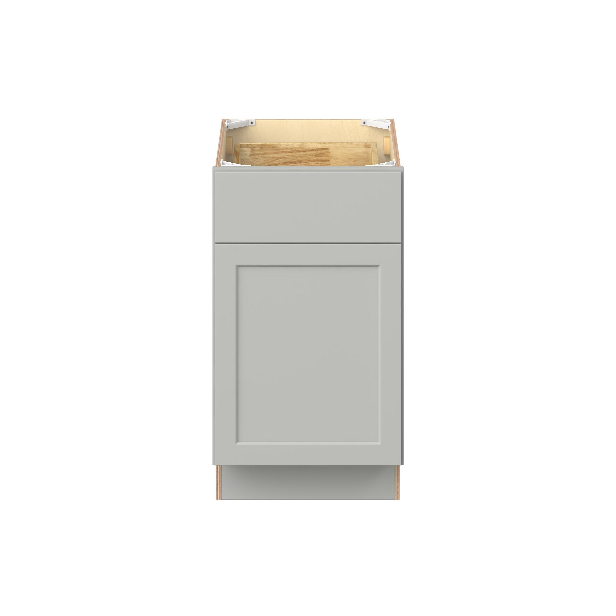 Baxley 18 in. Painted Whisper Gray Door and Drawer Base Cabinet - ADA - Right Door Hinge