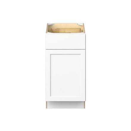 Baxley 18 in. Painted Pure White Door and Drawer Base Cabinet - Right Door Hinge Baxley 18 in. Painted Pure White Door and Drawer Base Cabinet - Right Door Hinge