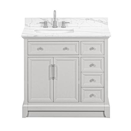 Aurora 37 in. Gray Vanity with Quartz Top Aurora 37 in. Gray Vanity with Quartz Top